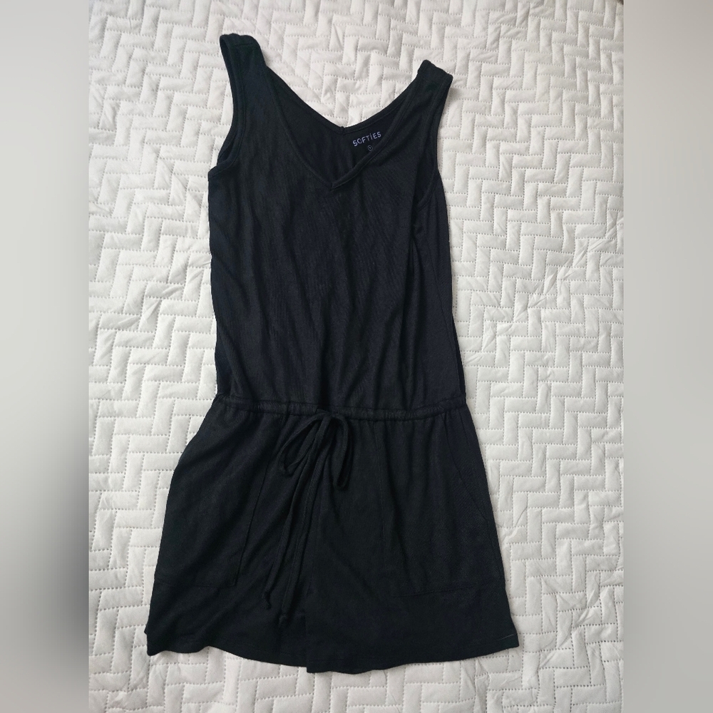Softies Dream Double V-Neck Shorty Romper Black - Picture 8 of 8